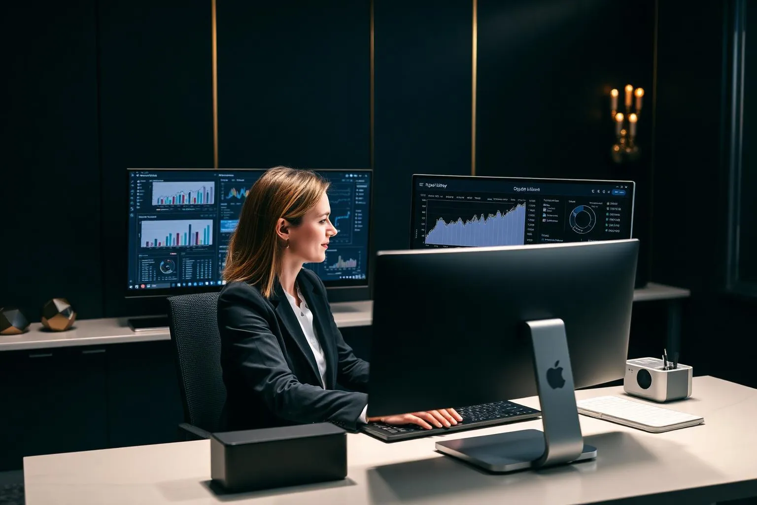Managed virtual assistant analyzing performance dashboards for a growing service business